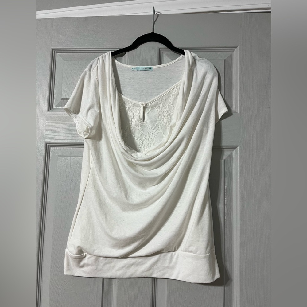 Maurice’s Ivory Ruched Short Sleeved Top L